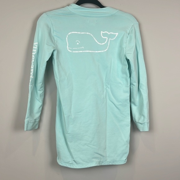 Vineyard Vines Girl Size 12-14 Aqua Quarter-Zip Pullover Cover-Up Dress - Picture 6 of 7